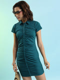 Ketch Women Teal Solid Shirt Dress - Teal - Image 1