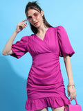 Ketch Women Pink Solid Wrap Dress - Pink - Image 1
