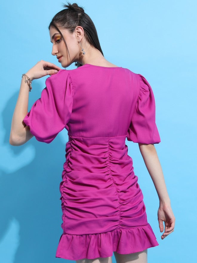 Ketch Women Pink Solid Wrap Dress - Pink - Image 3