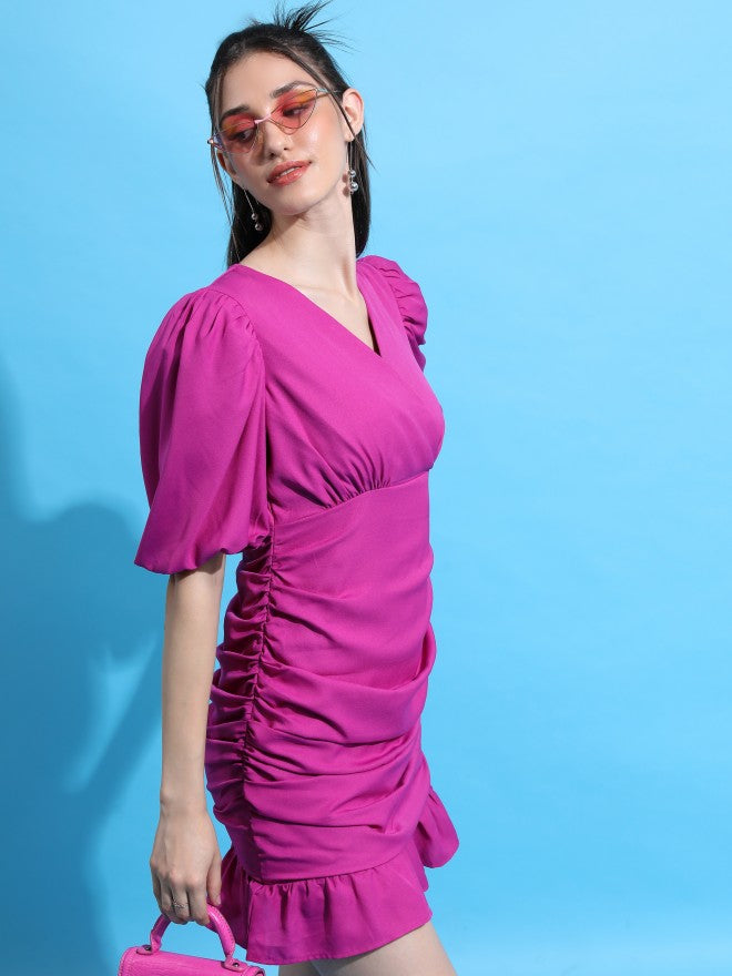 Ketch Women Pink Solid Wrap Dress - Pink - Image 6