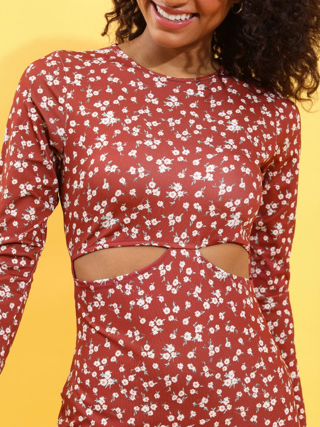Ketch Women Maroon/Multi Printed Bodycon Dress - Maroon - Image 5