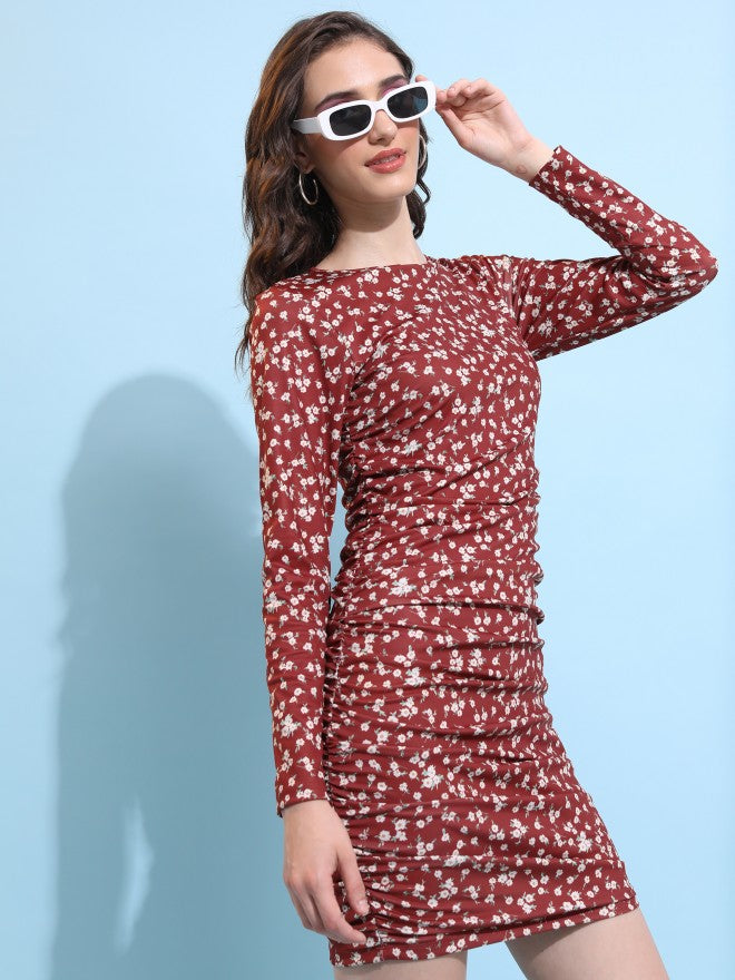 Ketch Women Maroon/Multi Printed Bodycon Dress - Maroon - Image 4