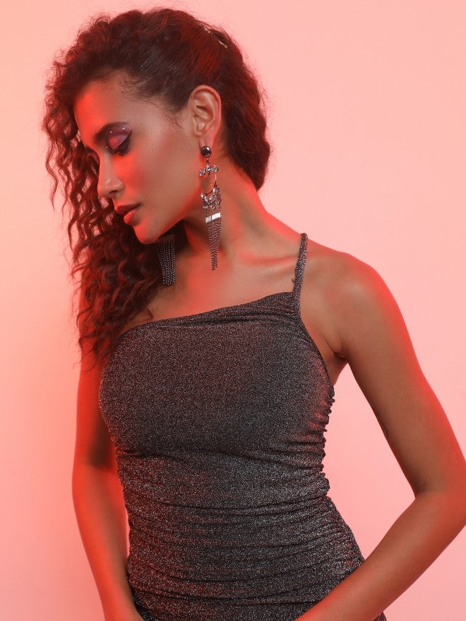 Ketch Women Silver Self Design Bodycon Dress - Silver - Image 7
