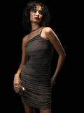 Ketch Women Copper/Black Self Design Bodycon Dress - Copper - Image 1