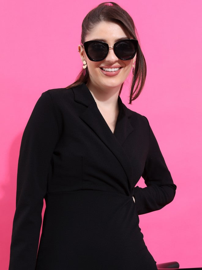 Ketch Women Black Solid Wrap Dress - Black - Image 2
