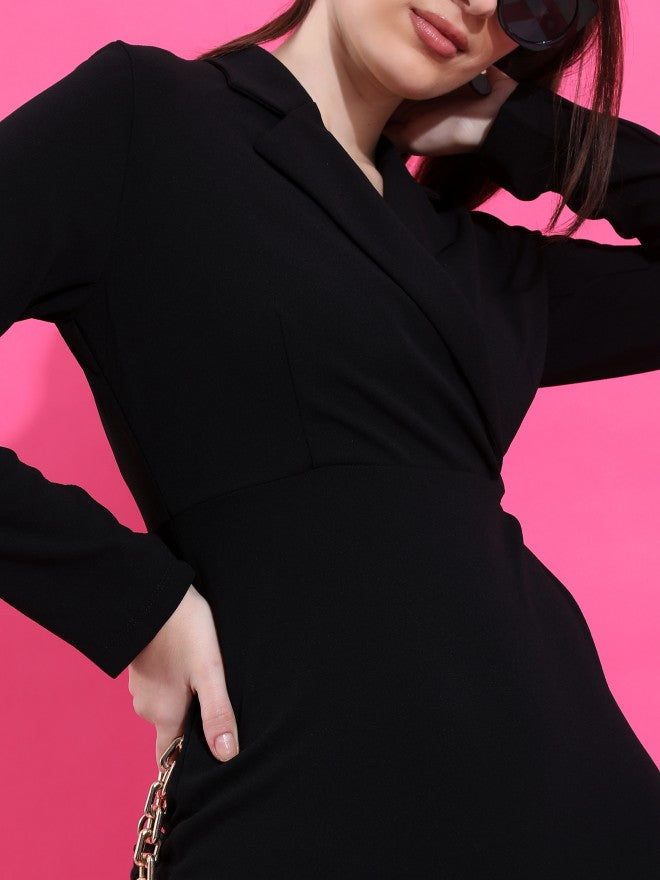 Ketch Women Black Solid Wrap Dress - Black - Image 5