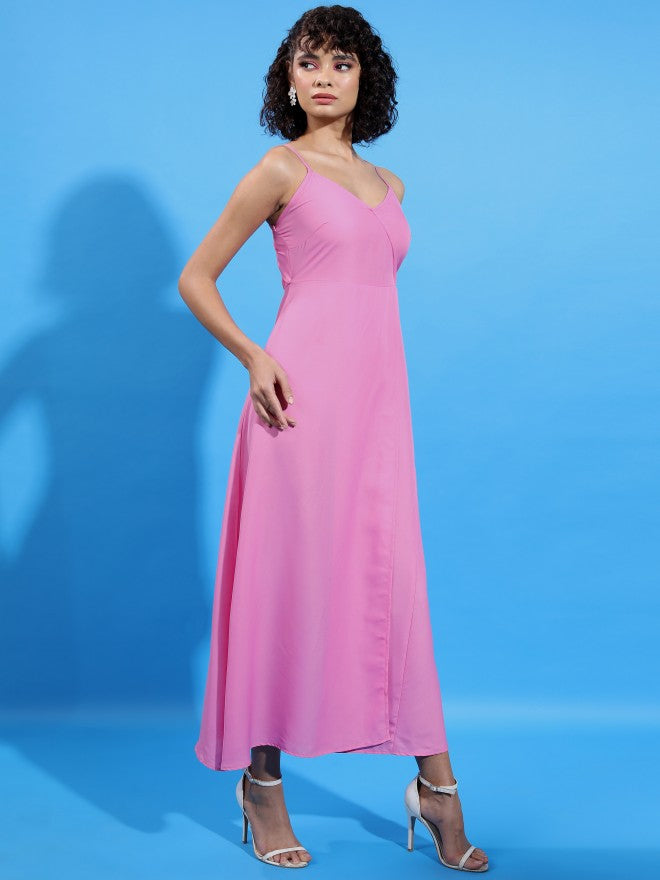Ketch Women Pink Solid Wrap Dress - Pink - Image 2