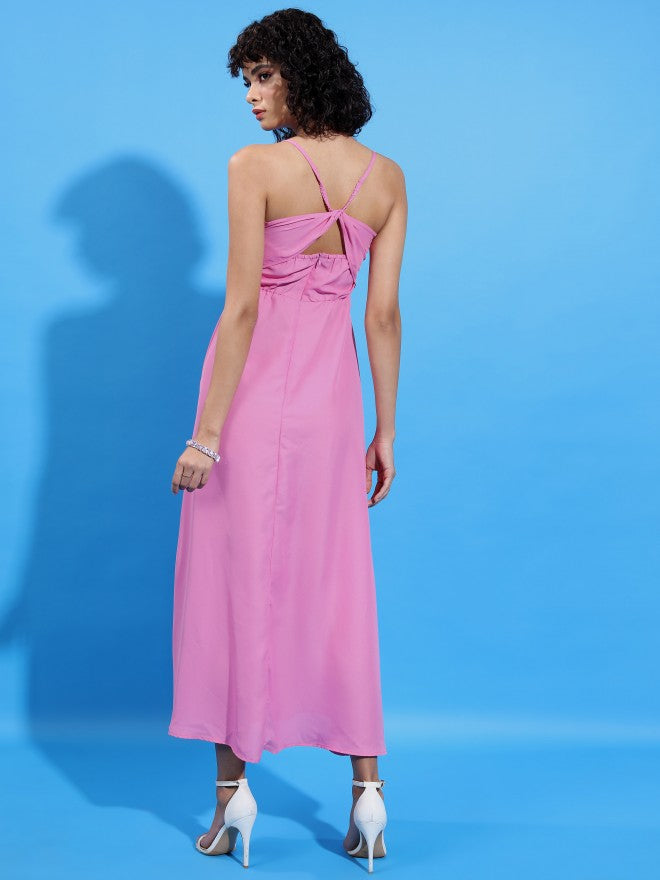 Ketch Women Pink Solid Wrap Dress - Pink - Image 3
