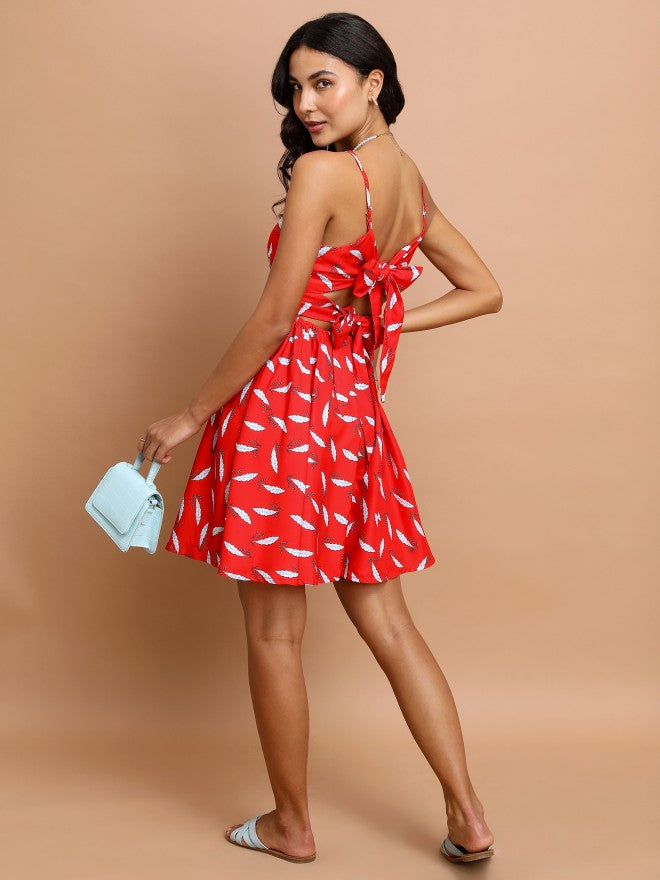 Ketch Women Red Printed Fit And Flare Dress - Red - Image 2