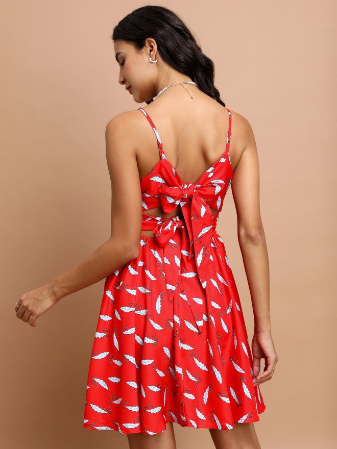 Ketch Women Red Printed Fit And Flare Dress - Red - Image 3