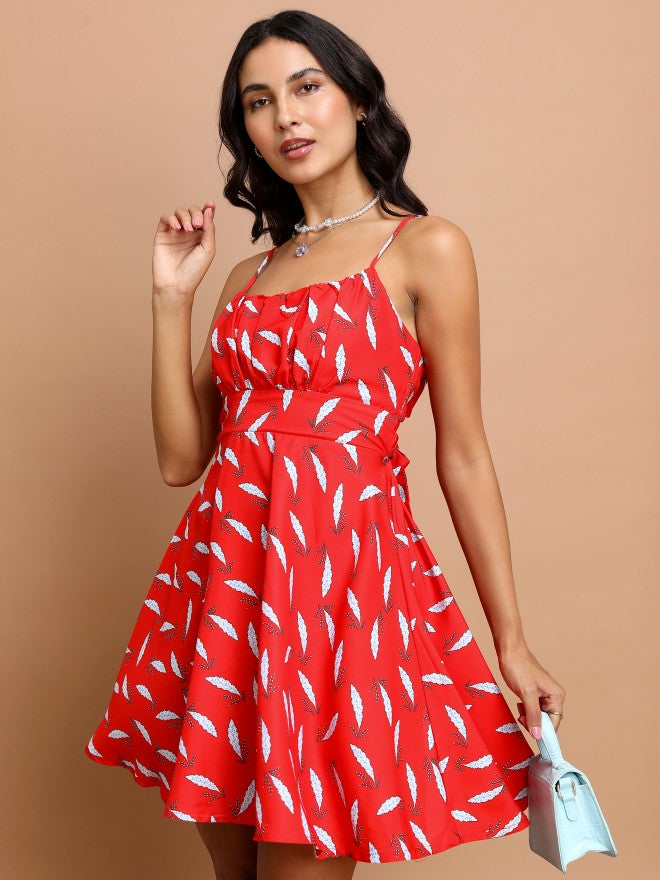 Ketch Women Red Printed Fit And Flare Dress - Red - Image 4