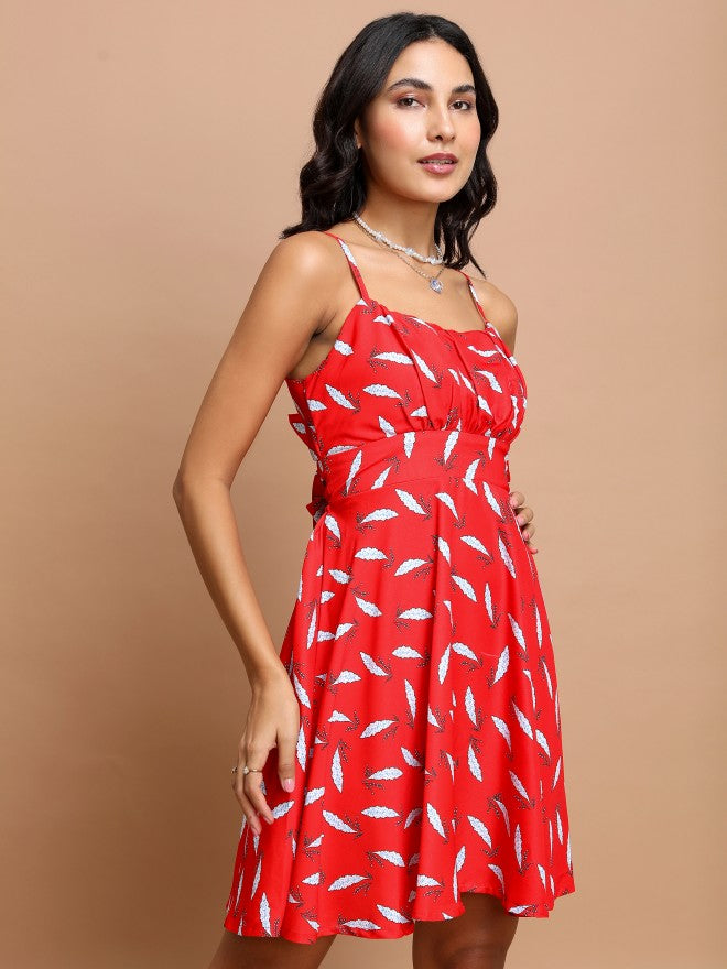 Ketch Women Red Printed Fit And Flare Dress - Red - Image 6