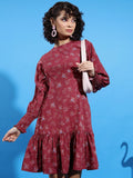 Ketch Women Brown Printed Drop-Waist Dress - Brown - Image 1