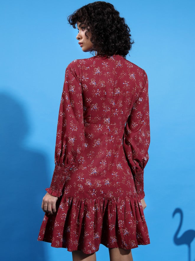 Ketch Women Brown Printed Drop-Waist Dress - Brown - Image 3