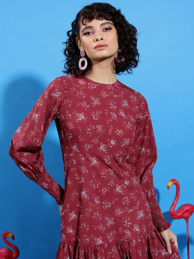 Ketch Women Brown Printed Drop-Waist Dress - Brown - Image 7