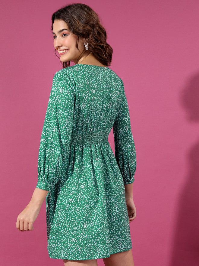 Ketch Women Green Printed A-Line Dress - Green - Image 3