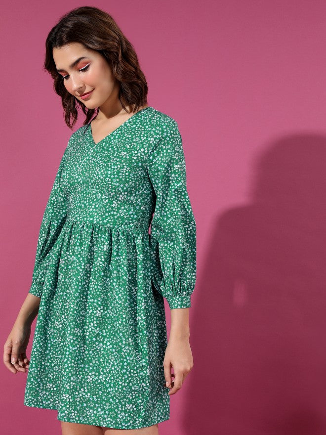Ketch Women Green Printed A-Line Dress - Green - Image 4
