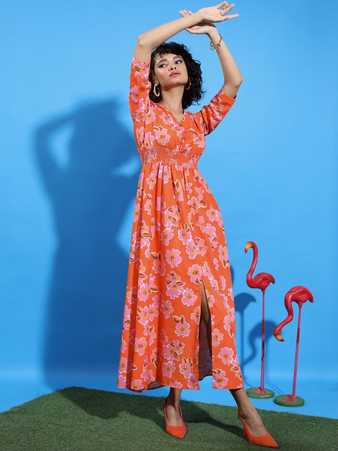 Ketch Women Orange Printed Maxi Dress - Orange - Image 2