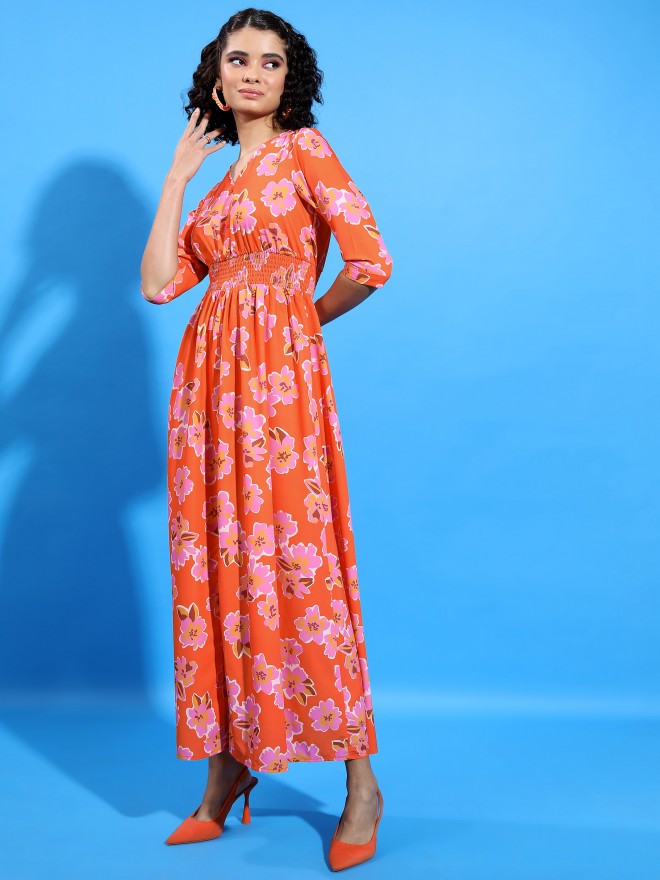 Ketch Women Orange Printed Maxi Dress - Orange - Image 6