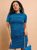 Ketch Women Blue Solid Bodycon Dress - Blue - Image 1