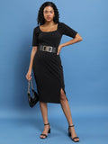 Ketch Women Black Solid Sheath Dress - Black - Image 1