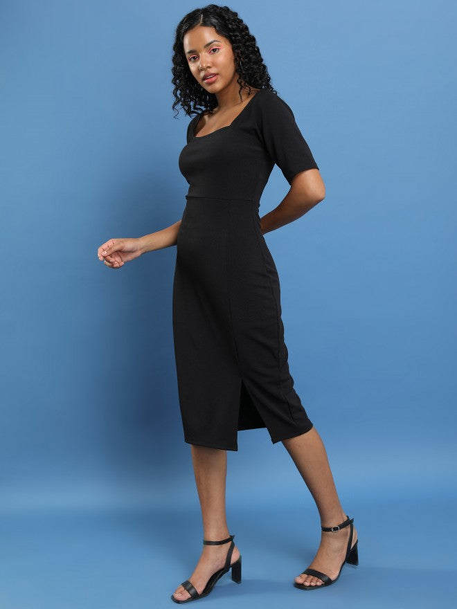 Ketch Women Black Solid Sheath Dress - Black - Image 2