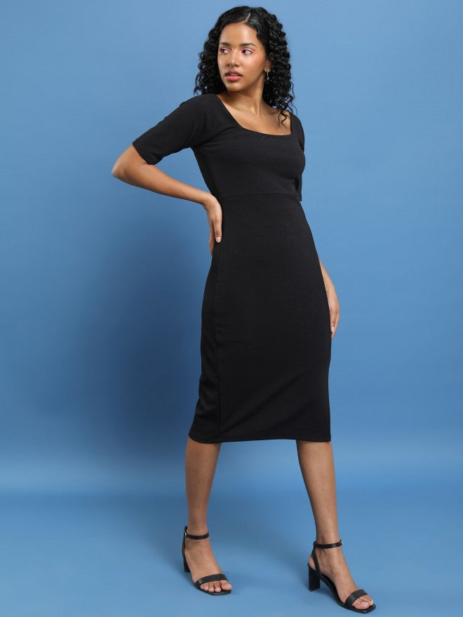 Ketch Women Black Solid Sheath Dress - Black - Image 4