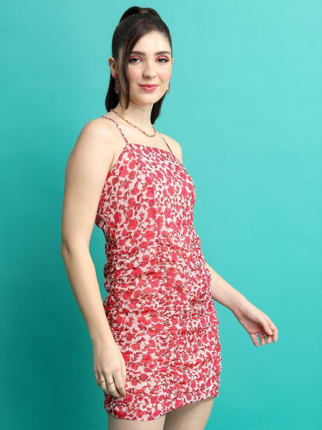 Ketch Women Pink/White/Multi Printed Bodycon Dress - Pink - Image 6