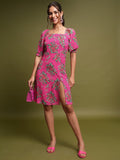 Ketch Women Pink/Multi Printed Fit & Flare Dress - Pink - Image 1