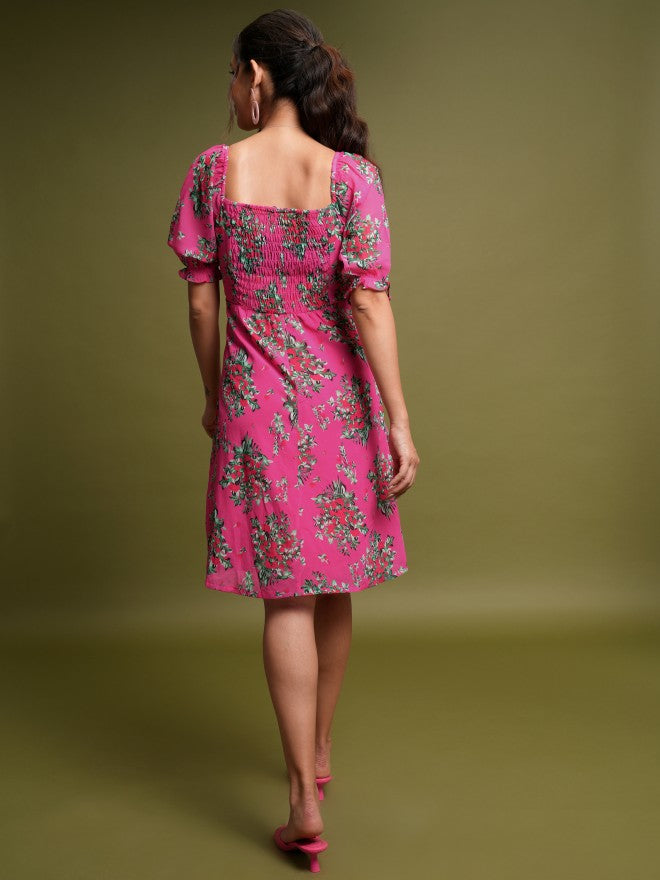 Ketch Women Pink/Multi Printed Fit & Flare Dress - Pink - Image 3