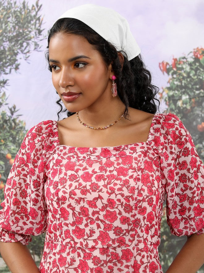 Ketch Women Pink/White/Multi Printed A-Line Dress - Pink - Image 2