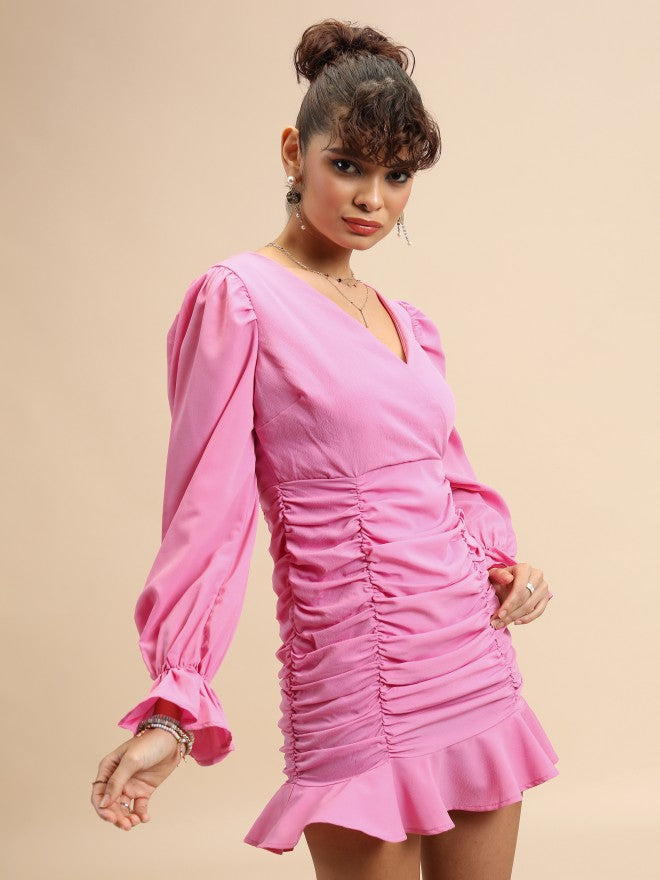 Ketch Women Pink Solid Wrap Dress - Pink - Image 6