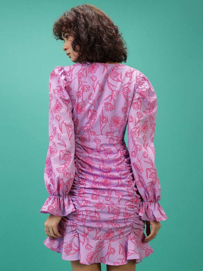 Ketch Women Pink Printed Wrap Dress - Pink - Image 3