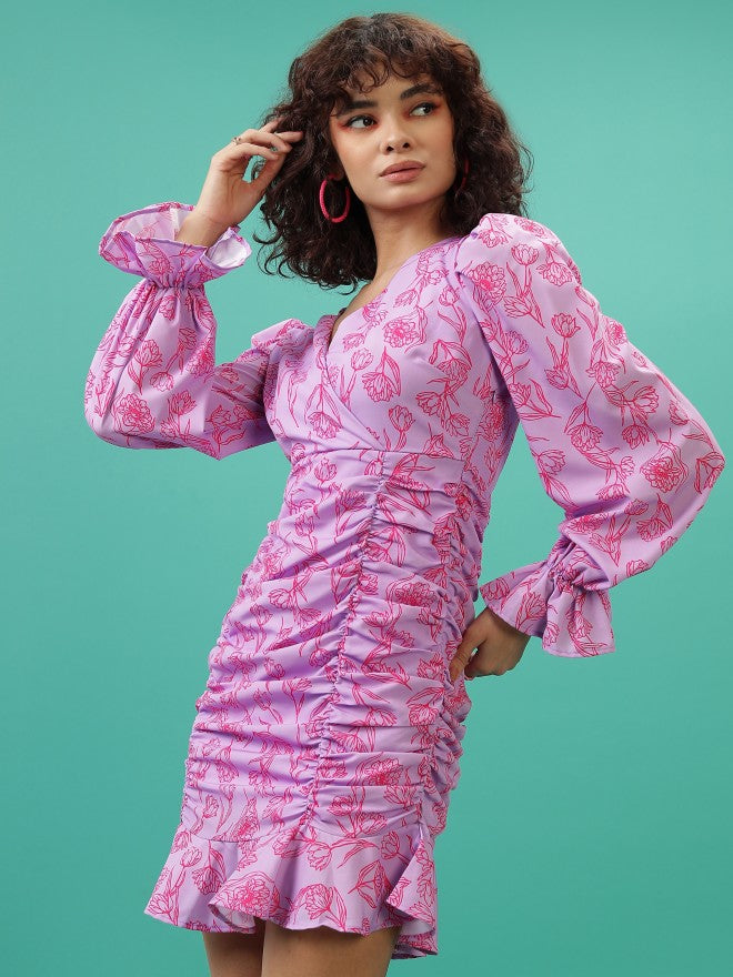 Ketch Women Pink Printed Wrap Dress - Pink - Image 4