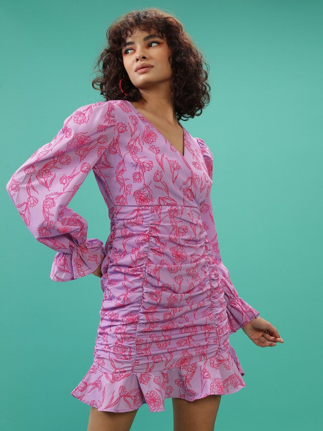 Ketch Women Pink Printed Wrap Dress - Pink - Image 6