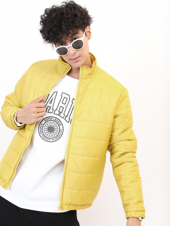 Ketch Men Mustard Solid Puffer Jacket - Mustard - Image 1