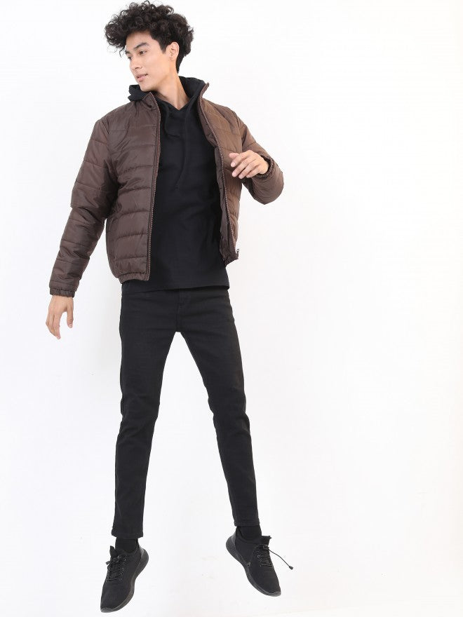 Ketch Men Coffee Brown Solid Puffer Jacket - Brown - Image 2