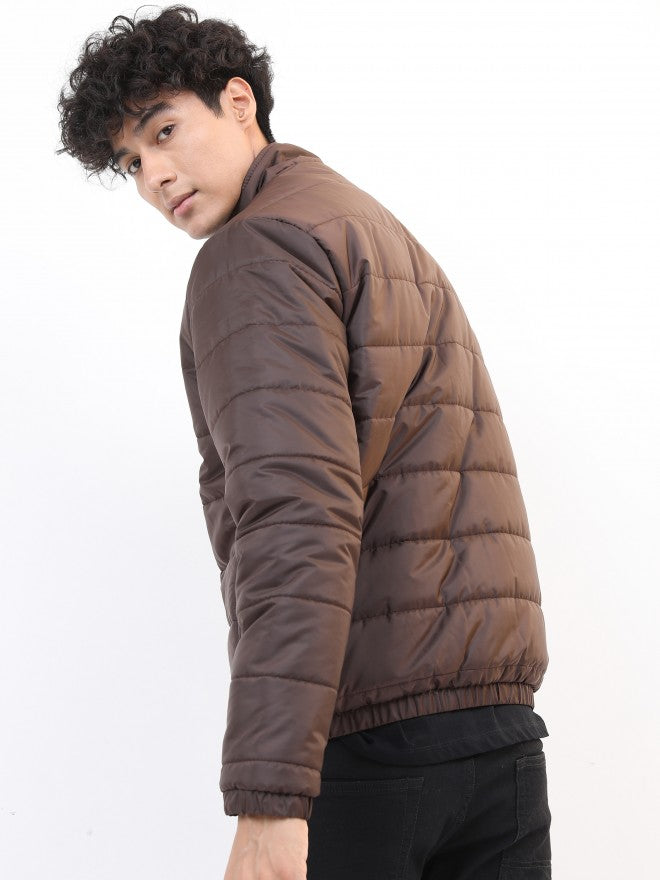 Ketch Men Coffee Brown Solid Puffer Jacket - Brown - Image 3
