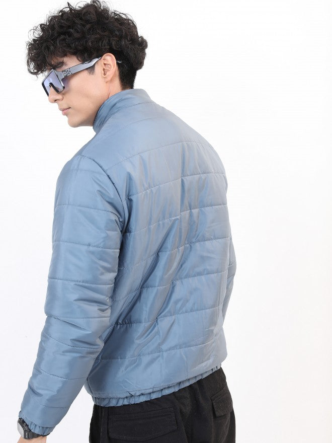 Ketch Men Blue Solid Puffer Jacket - Blue - Image 3