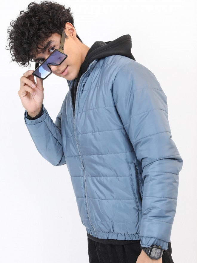 Ketch Men Blue Solid Puffer Jacket - Blue - Image 4