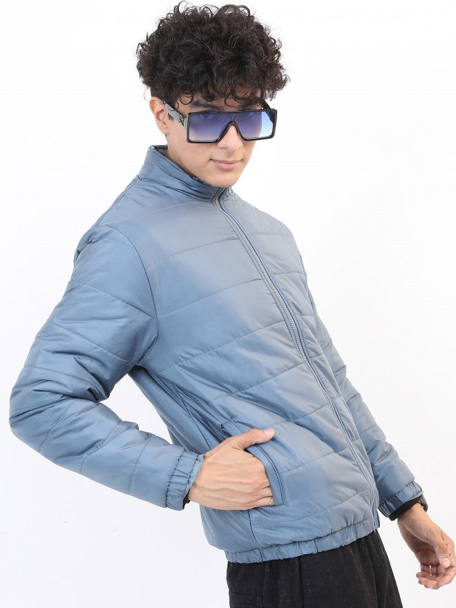 Ketch Men Blue Solid Puffer Jacket - Blue - Image 6