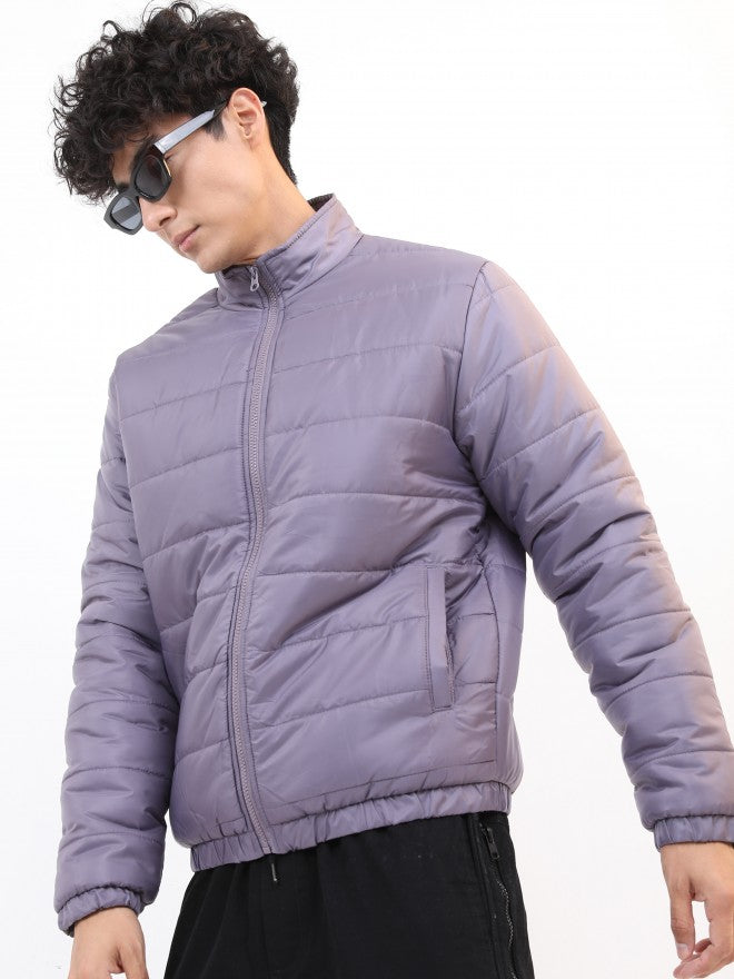 Ketch Men Purple Solid Puffer Jacket - Purple - Image 1