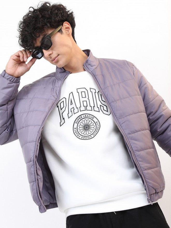 Ketch Men Purple Solid Puffer Jacket - Purple - Image 4