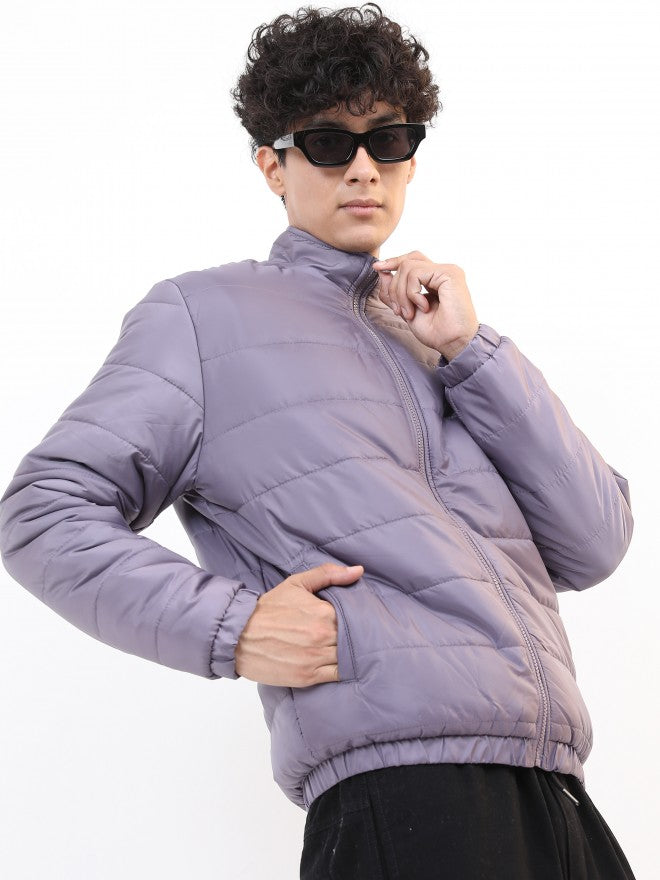 Ketch Men Purple Solid Puffer Jacket - Purple - Image 6