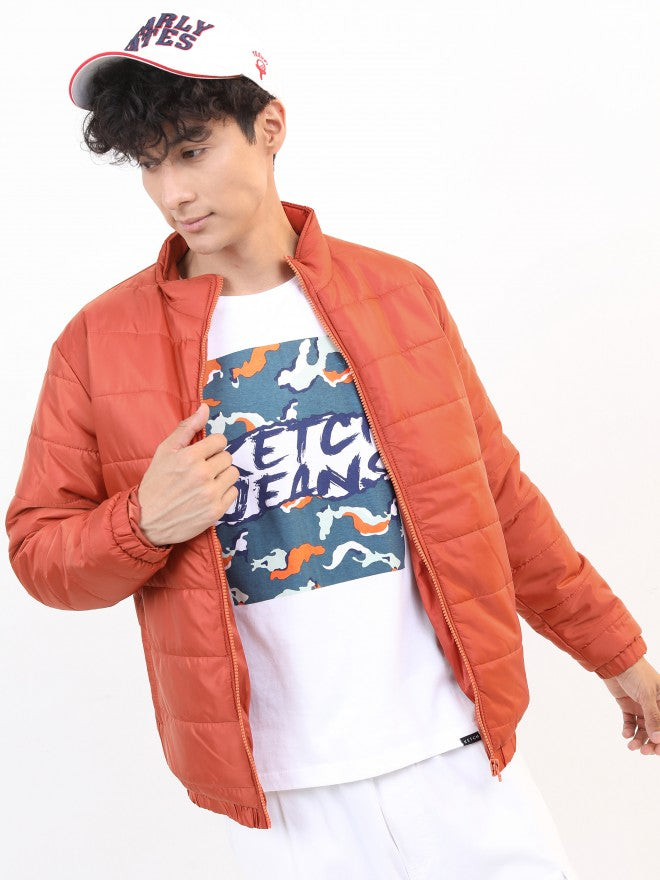 Ketch Men Rust Solid Puffer Jacket - Terracotta - Image 4