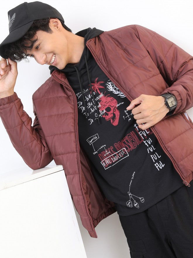 Ketch Men Red Solid Puffer Jacket - Red - Image 4