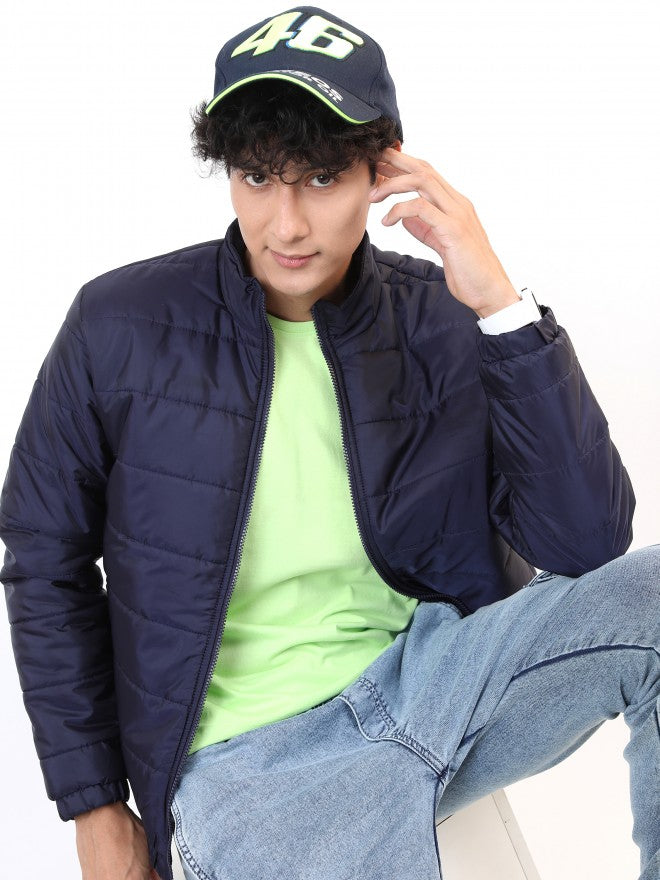 Ketch Men Blue Solid Puffer Jacket - Blue - Image 1