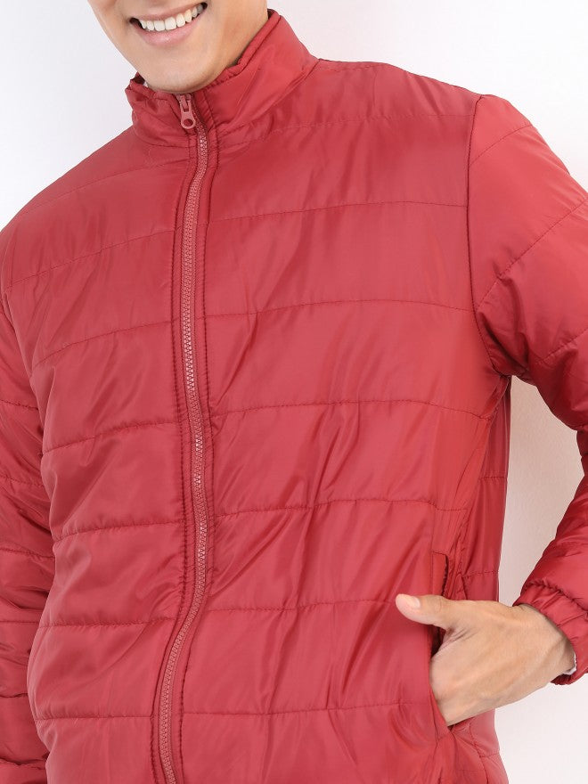 Ketch Men Red Solid Puffer Jacket - Red - Image 5