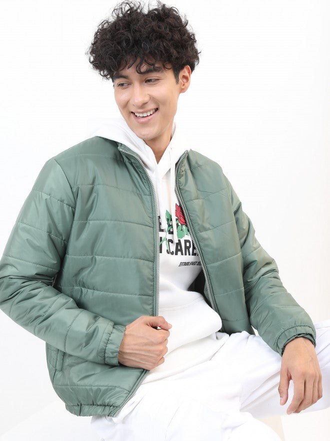 Ketch Men Green Solid Puffer Jacket - Green - Image 4