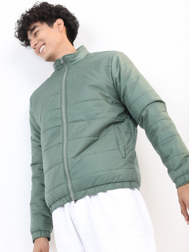 Ketch Men Green Solid Puffer Jacket - Green - Image 6